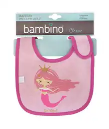 Bambino Babero Impermeable Classic Niña Con Velcro Rosa