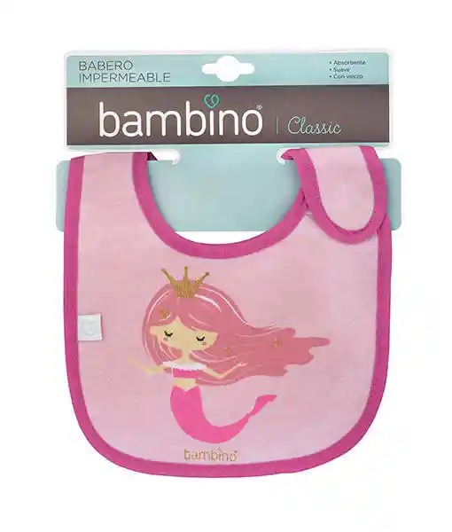 Bambino Babero Impermeable Classic Niña Con Velcro Rosa