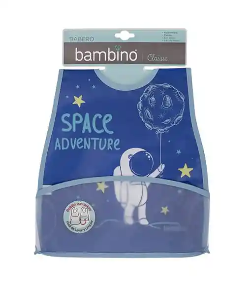 Bambino Babero Plástico Classic Niño Con Velcro Azul