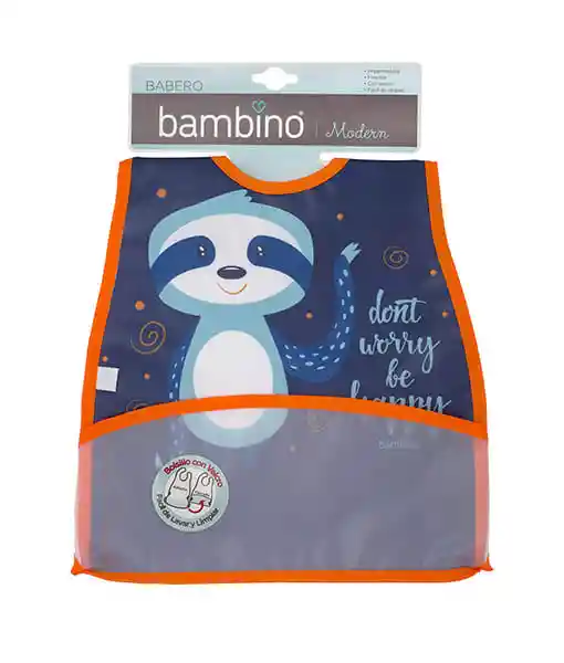 Bambino Babero Plástico Modern Niño Con Velcro Azul y Naranja