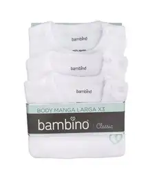 Bambino Body de Algodón Manga Larga Blanco