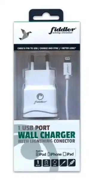 Fiddler Cargador de Pared Usb 2.0 Con Cable Lightning Blanco