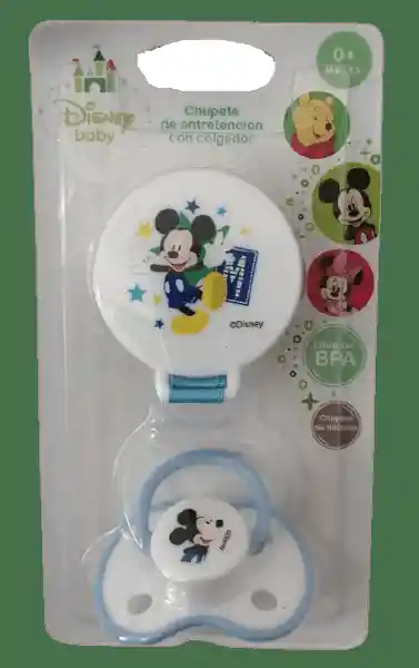 Stor Chupete de Silicona Con Colgador Mickey Disney Celeste