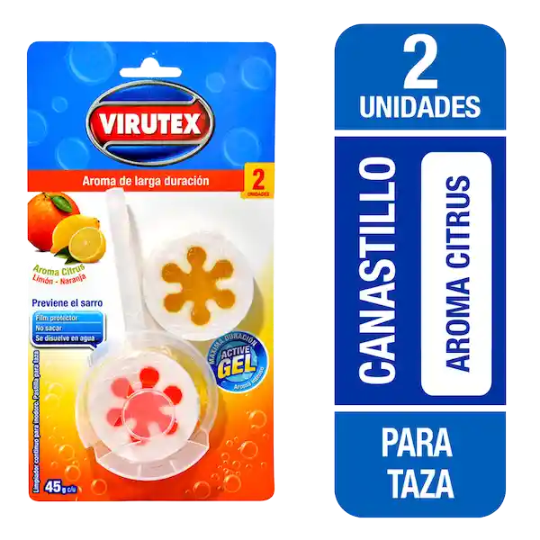 Virutex Canastillo Gel Taza Inodoro Citrus