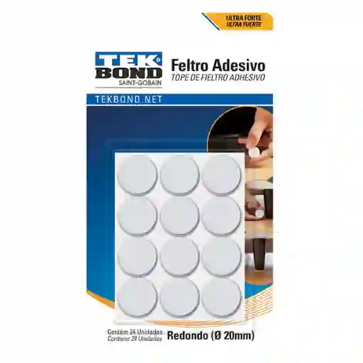 Tekbond Fieltro Adhesivo Redondo Blanco 20 mm