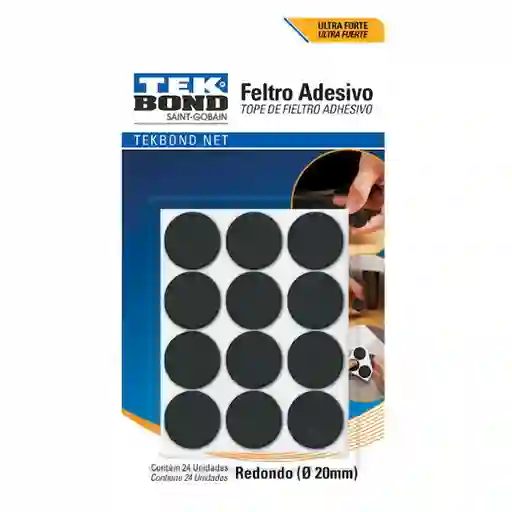 Tekbond Fieltro Adhesivo Redondo Negro 20 mm