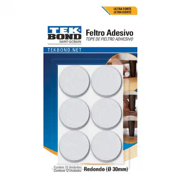 Tekbond Fieltro Adhesivo Redondo Blanco 30 mm