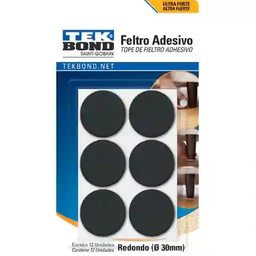 Tekbond Fieltro Adhesivo Redondo Negro 30 mm