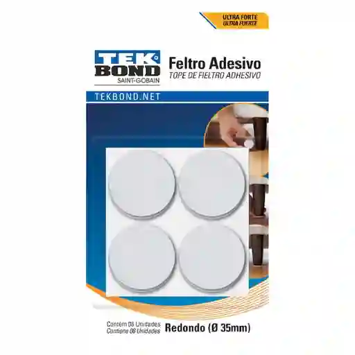 Tekbond Fieltro Adhesivo Redondo Blanco 35 mm