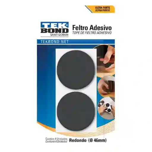 Tekbond Fieltro Adhesivo Redondo Negro 46 mm