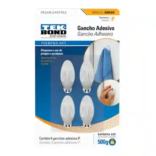Tekbond Gancho Adhesivo Plástico Ámbar Blanco P 0.5 Kg