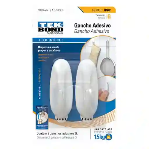 Tekbond Gancho Adhesivo Plástico Onix Blanco G 1.5 Kg