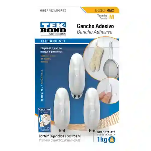Tekbond Gancho Adhesivo Plástico Onix Blanco M 1 Kg