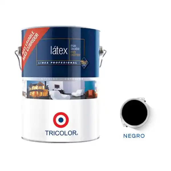 Tricolor Látex Profesional 3.78 L Negro