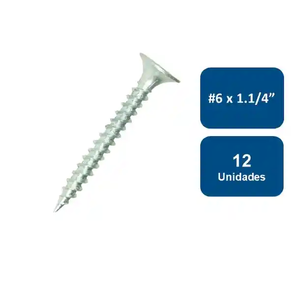 Rukafe Basics Tornillo Yeso Cartón Zincado Hilo Fino N6 x 1.1/4