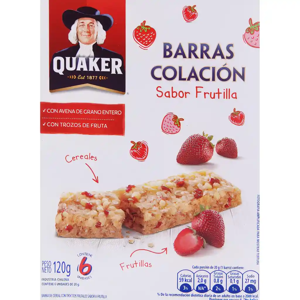 Quaker Cereal En Barra Frutillas Con Crema G