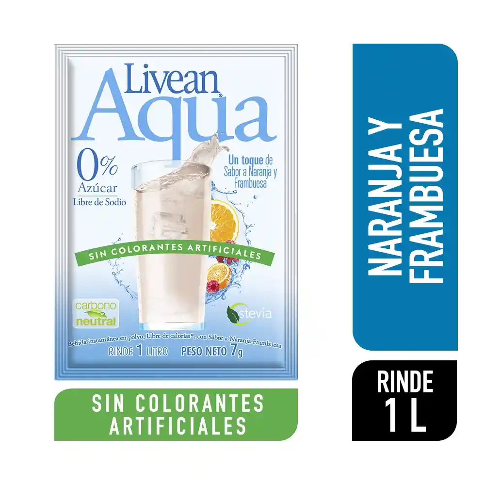 Livean Aqua Jugo en Polvo de Frambuesa y Naranja