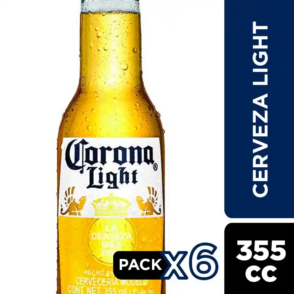 Corona Light Cerveza Lager en Botella x 6 Unidades
