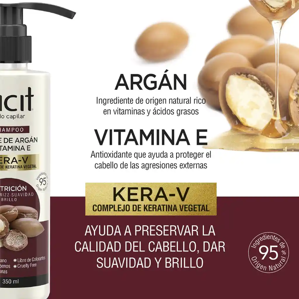 Ilicit Shampoo Aceite de Argán Vitamina E y Kera-V