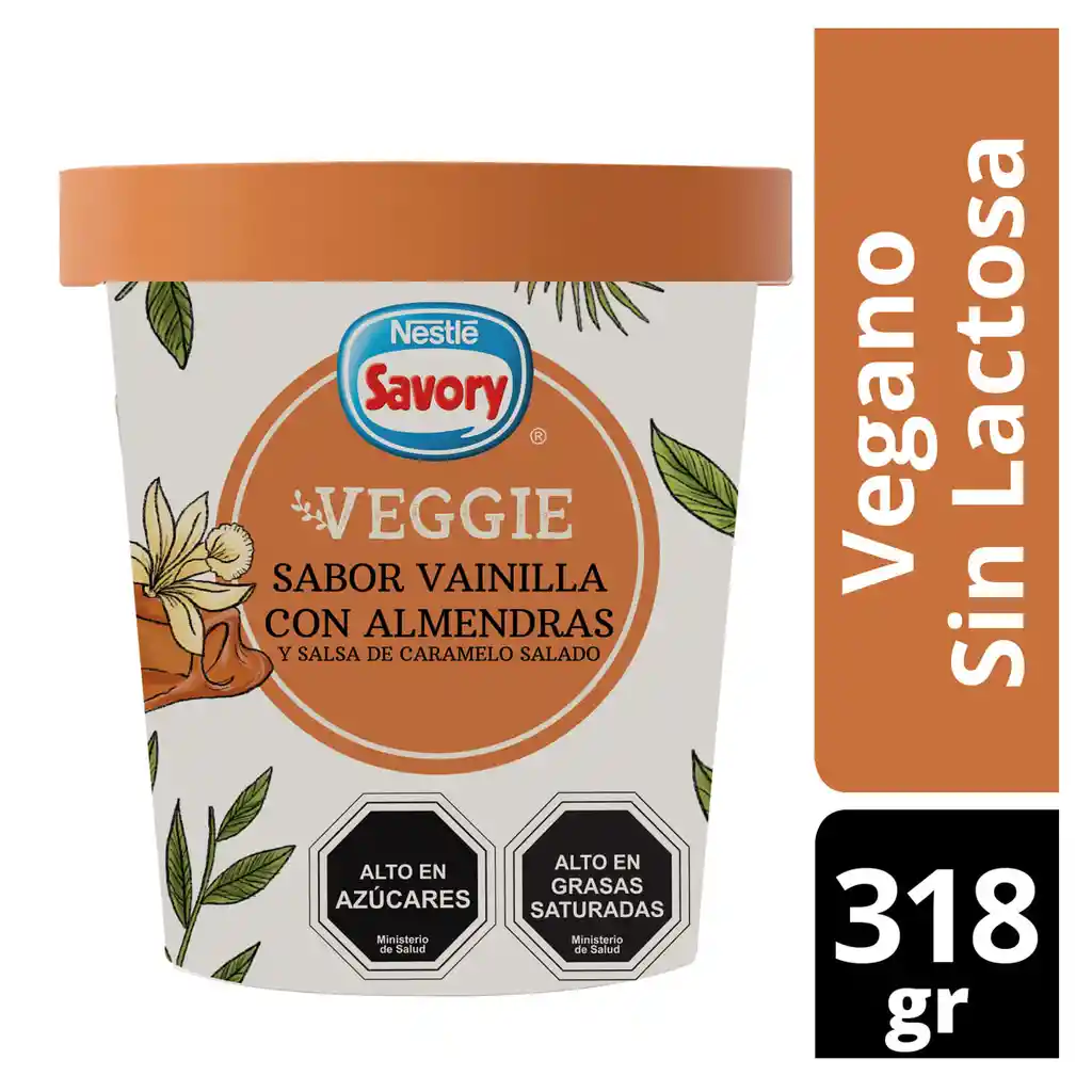 Savory Helado Veggie Sabor Vainilla con Almendras