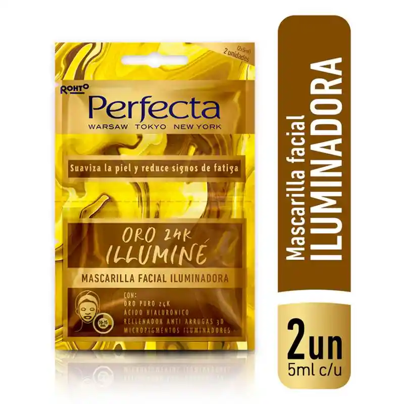 Perfecta Mascarilla Facial Iluminadora Oro x 2 Unidades