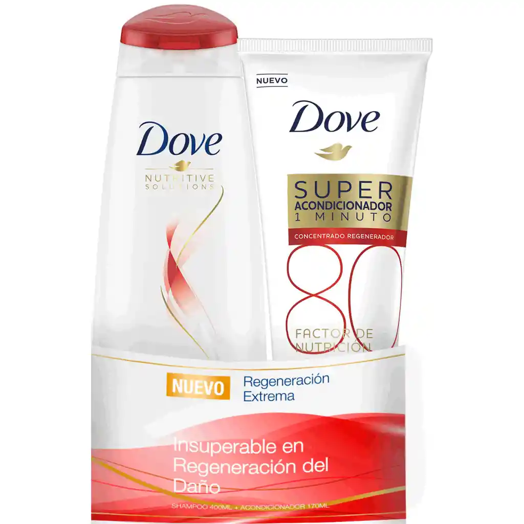 Dove Shampoo Regeración Extrema+ Acondicionador Factor de Nutrición