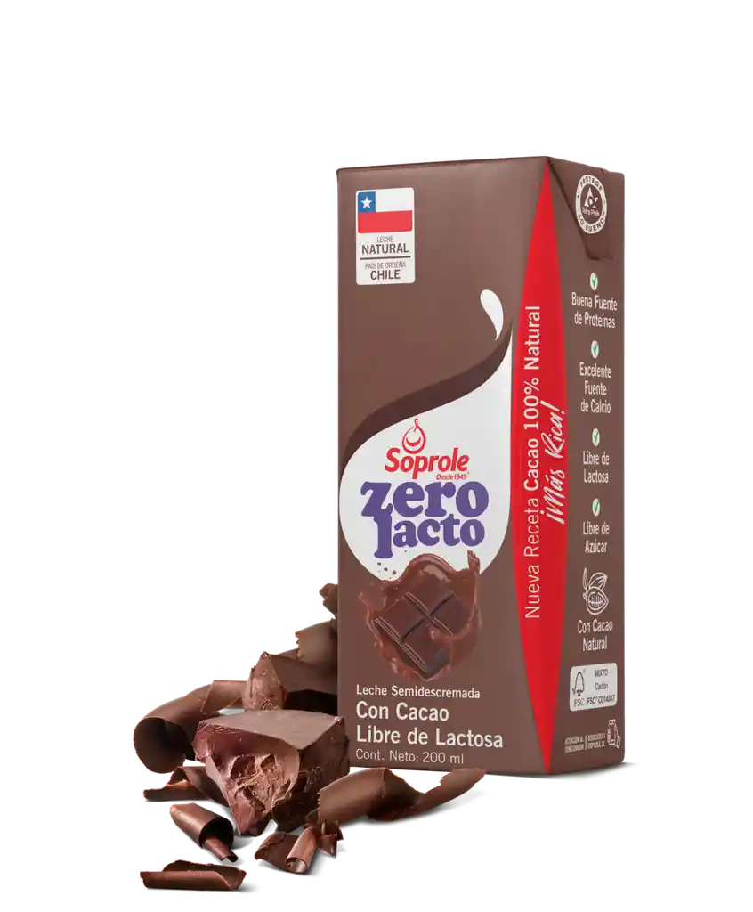 Soprole Leche Semidescremada Zero Lacto con Cacao 