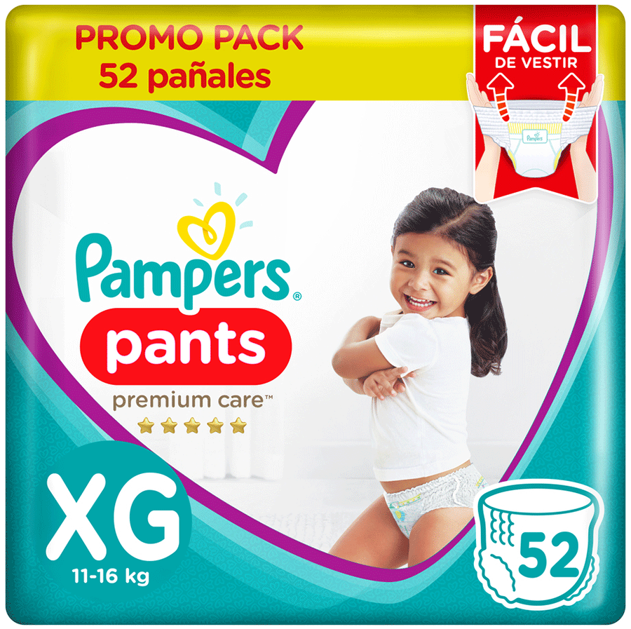 Pañales Pampers Premium Care Pants Talla XG 52 un.