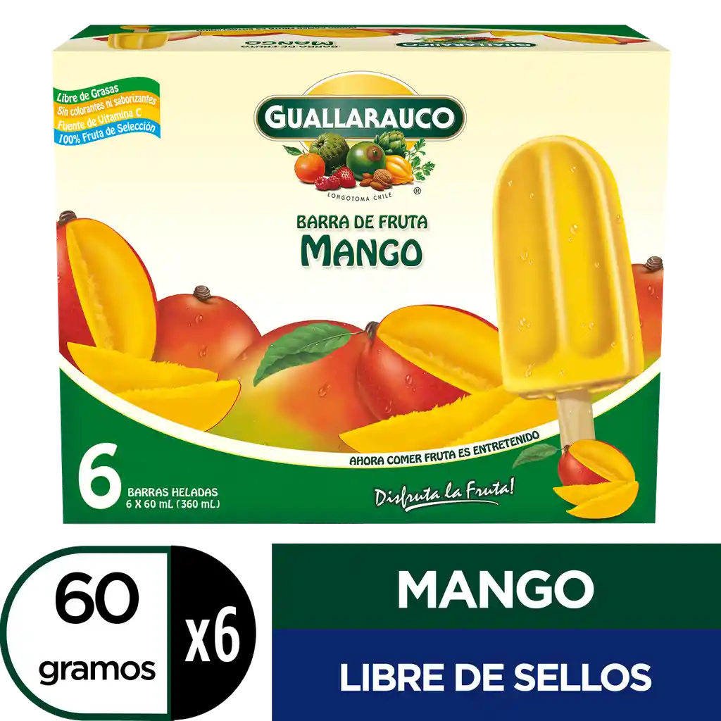 Guallarauco Barras Heladas de Fruta Sabor a Mango