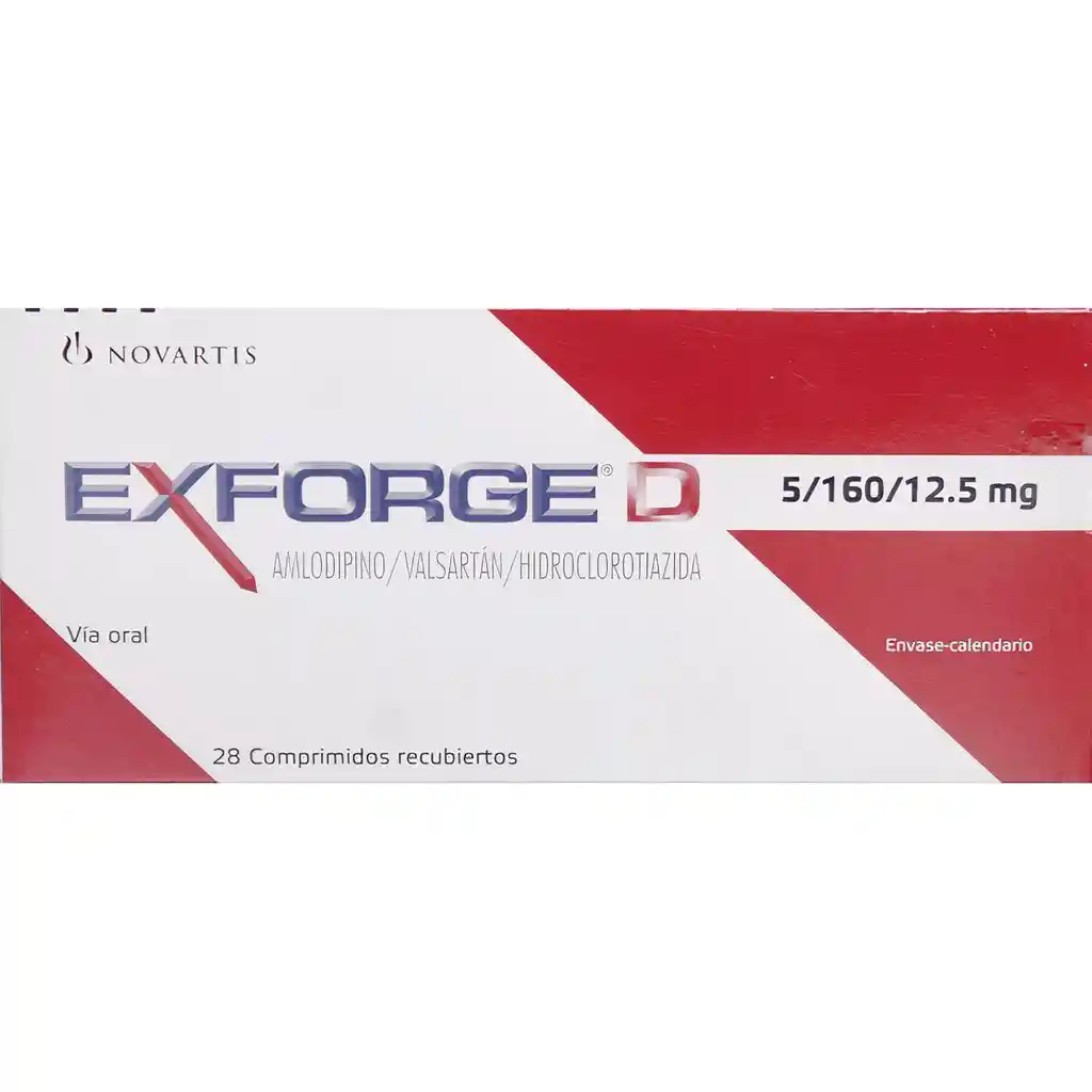 Exforge D 5 mg/160 mg/12,5 mg Comprimidos Recubiertos