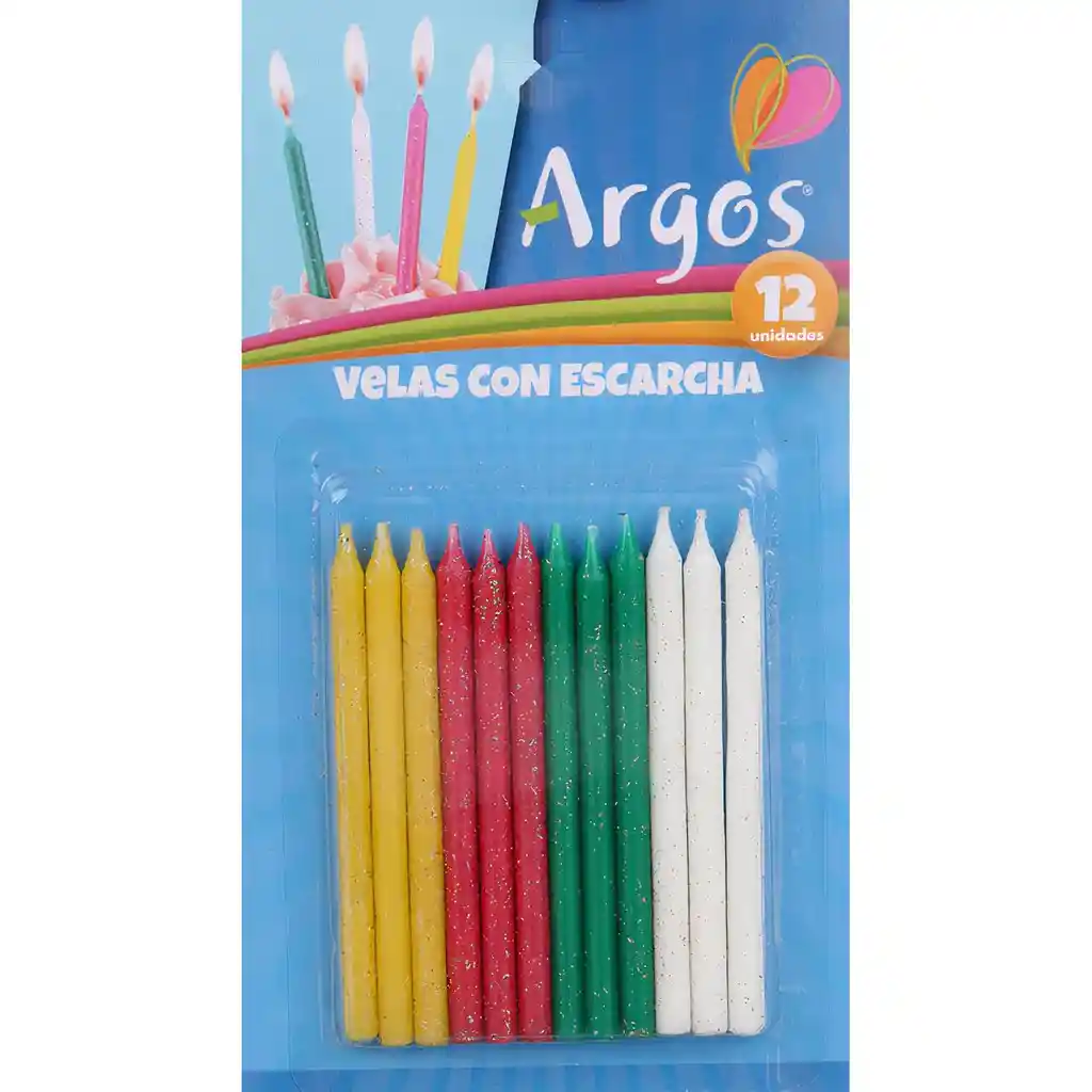 Argos Velas Con Escarchas 12 Un