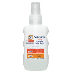 Simonds Pantalla Solar para Niños y Adultos SPF 50 en Spray