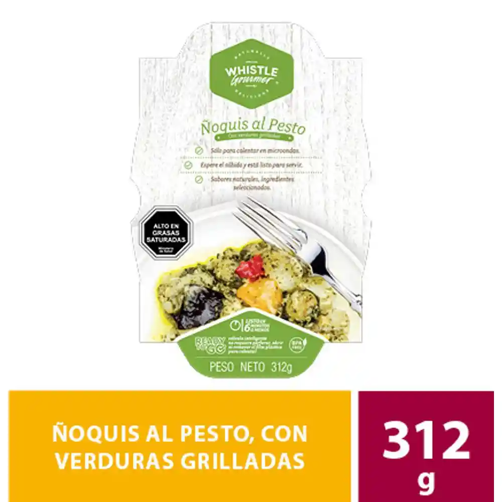 Whistle Gourmet Ñoquis al Pesto con Verduras Grilladas