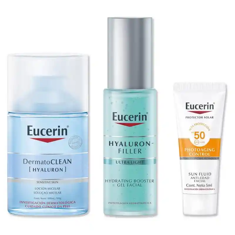 Eucerin Estuche Dermatoclean Micelar + Hf Hydrating Booster + Protector Solar