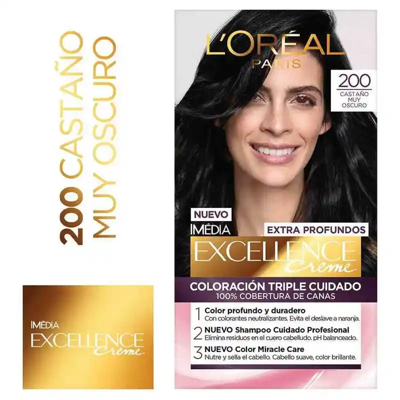 Loreal Paris-Excellence Tinte Capilar 200 Castaño Oscuro 