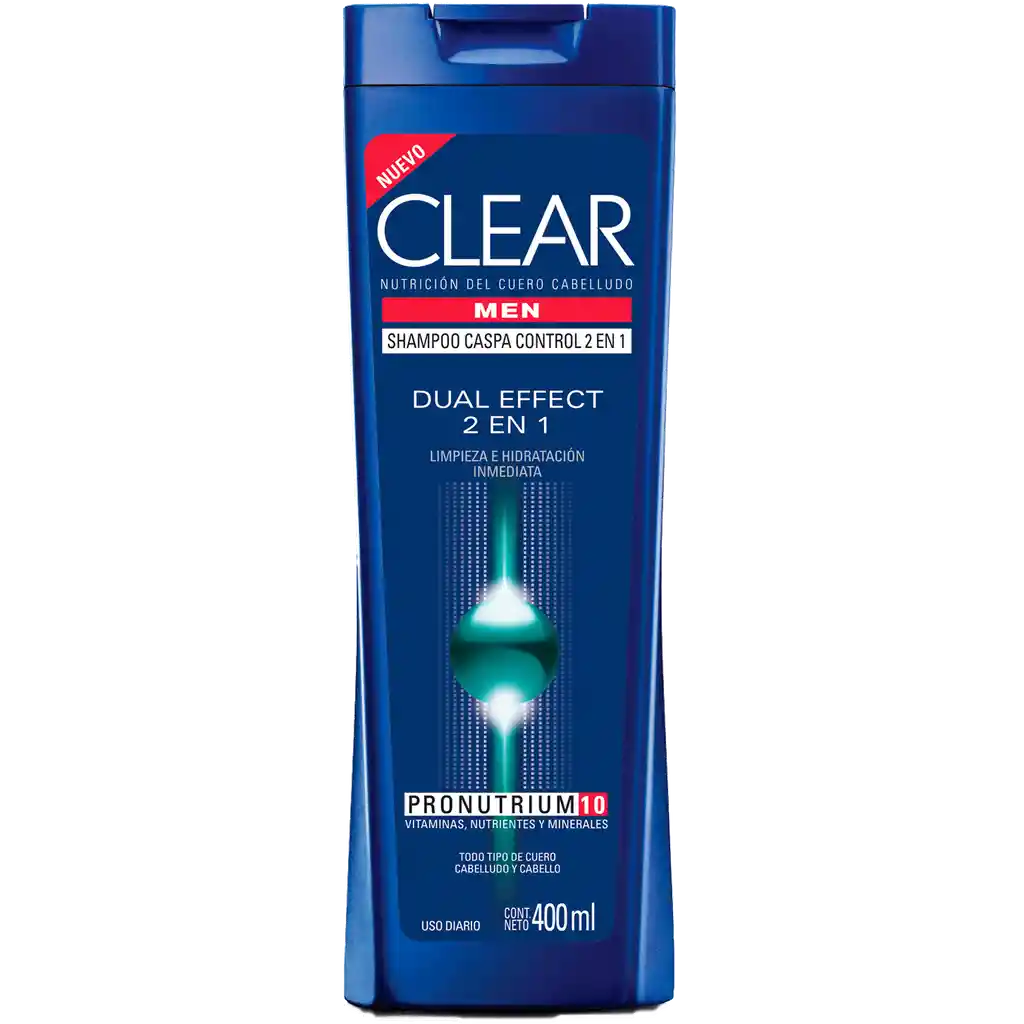 Clear Shampoo para Hombres Caspa Control 2 en 1