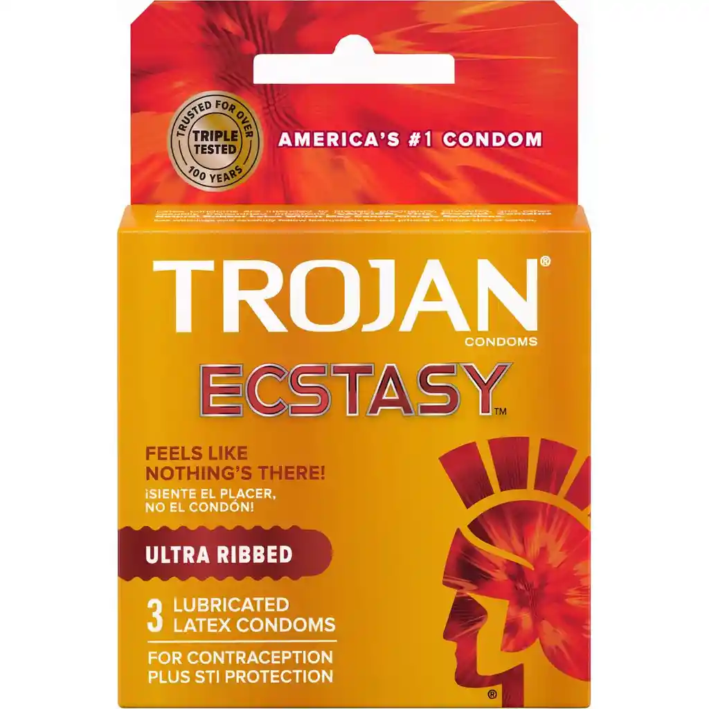 Trojan Preservativo Ectasy Ultra Ribbed x 3