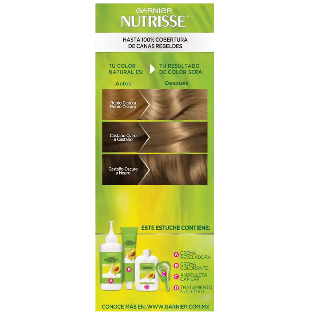 Garnier Nutrisse Mascarilla Permanente de Ultra Cobertura 70U Rubio Profundo 4 Aceites