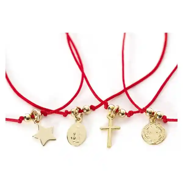 Bohemian Chic Pulsera Protectora Con Baño de Oro Roja