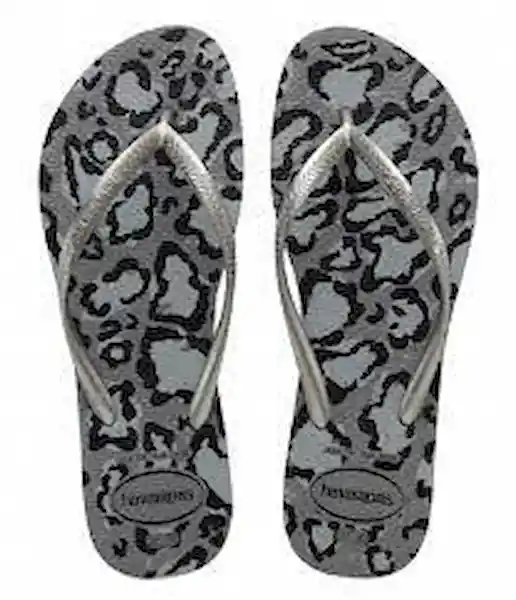 Havaiana Sandalias Slim Animals Cinza Ago Silver Plata 39-40