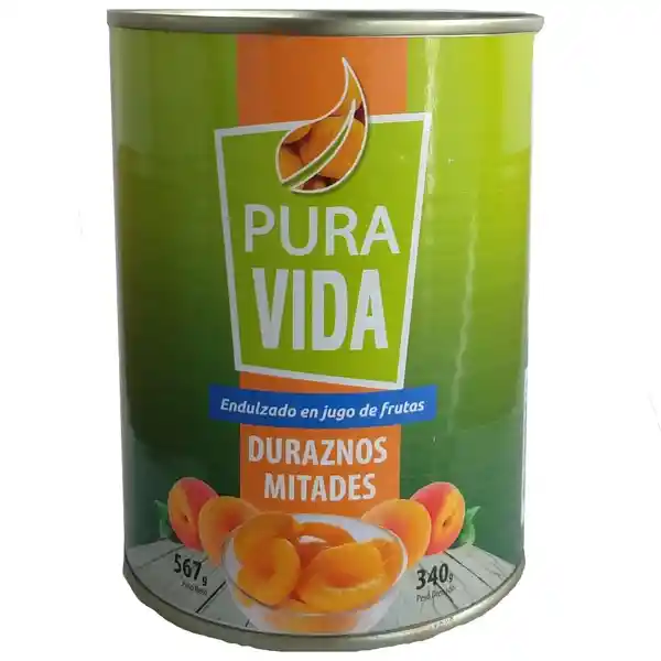 Pura Vida Duraznos en Mitades