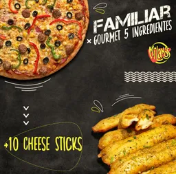 Pizza Familiar Gourmet con 10 Cheeseticks