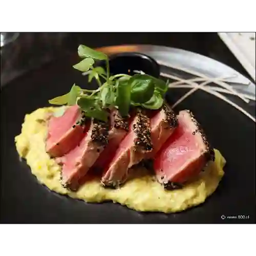 Tataki de Atún Sobre Pastelera de Choclo