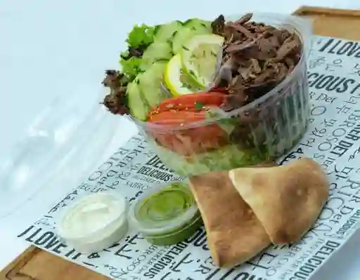 Ensalada Siraj Carne más Salsas y Pan Pita