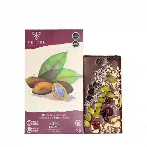 Barra Vegana 70% Cacao Frutos Secos