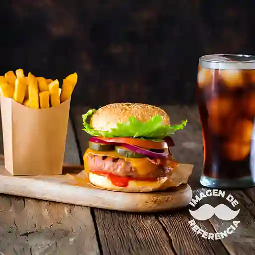 Promo Burger Cheddar y Bebida 350 ml