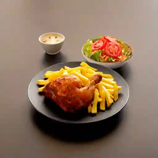 Pollo a la Brasa 1/4 Papas y Ensalada