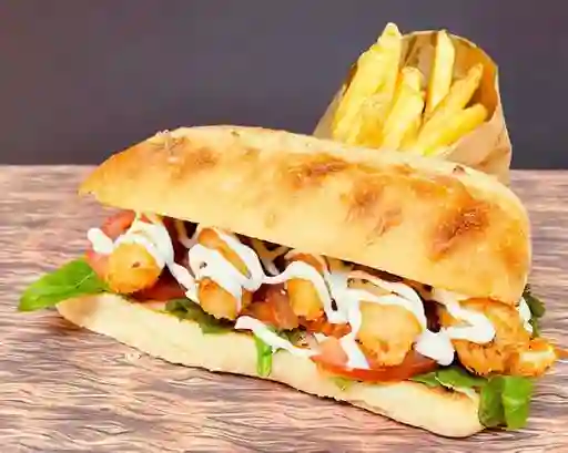 Promo Sándwich Camarón Apanado y Papa