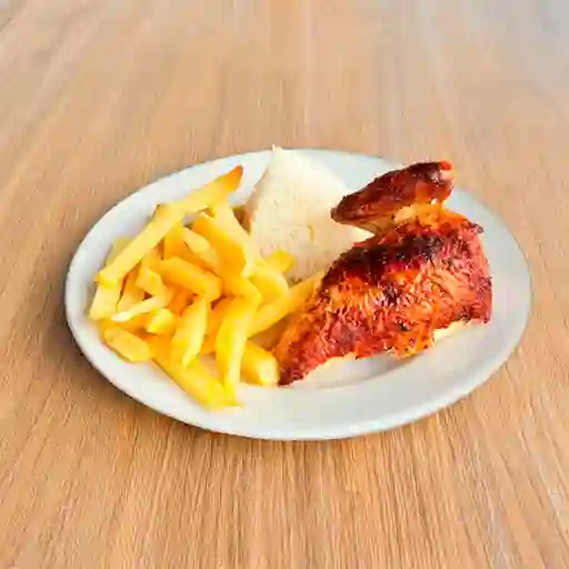 Cuarto de Pollo + Arroz Blanco + Ensalada + Cremas