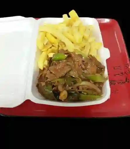 Carne mongoliana papas